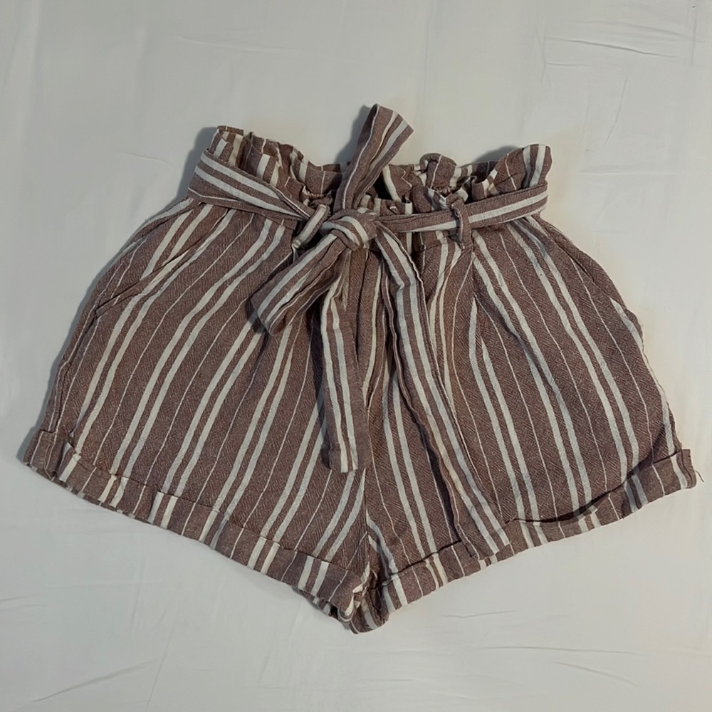 Striped paperbag shorts
